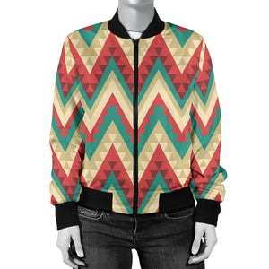 Zigzag Chevron Pattern Women Bomber Jacket