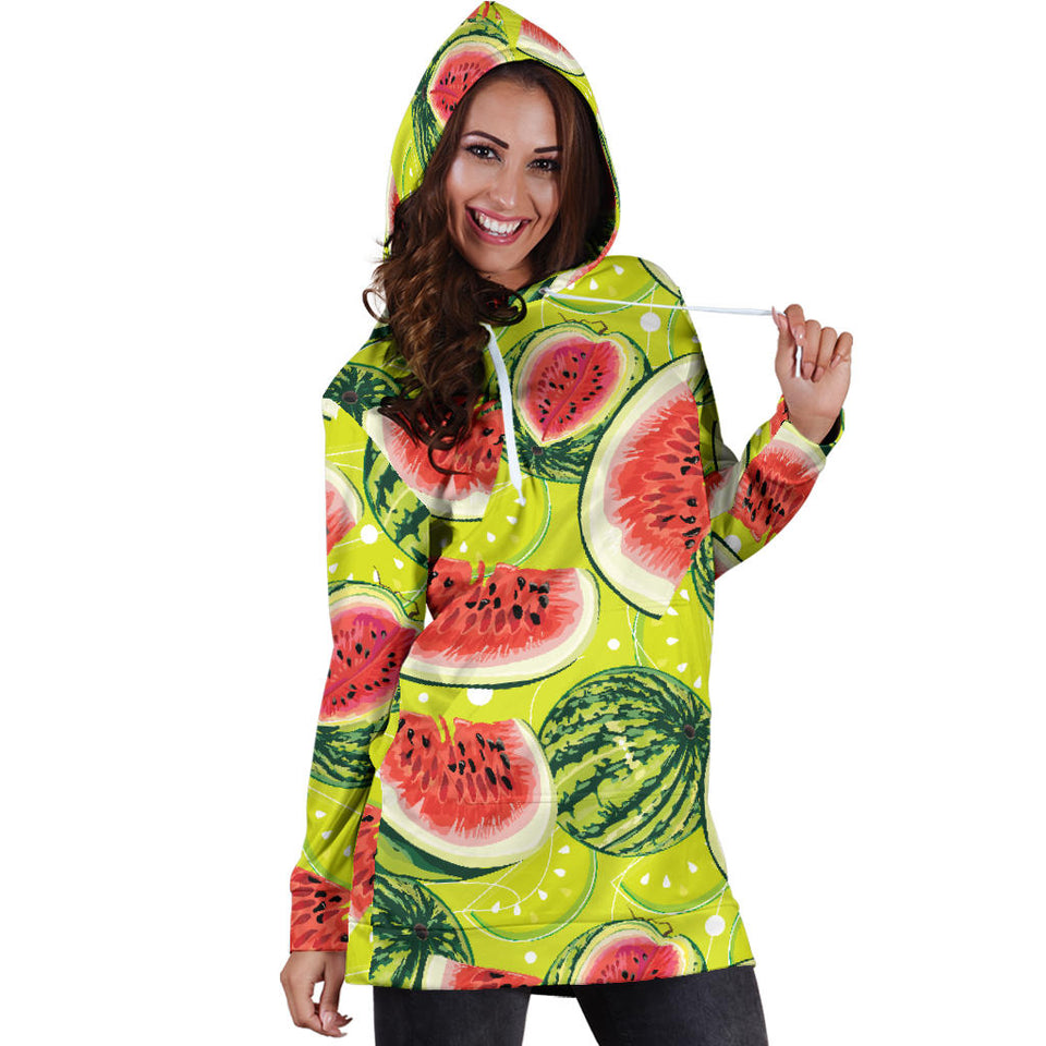 Watermelon Theme Pattern Women Hoodie Dress