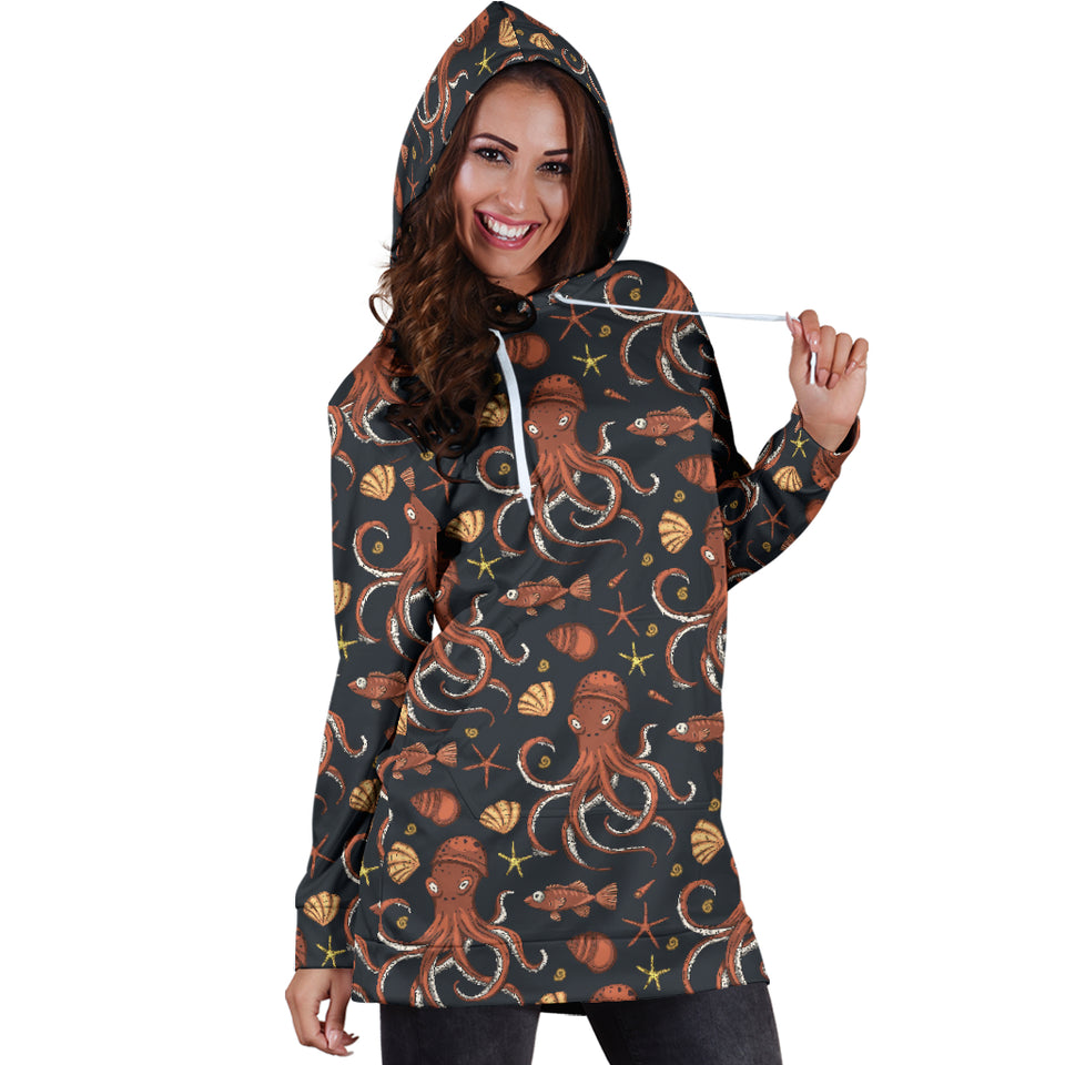 Octopus Pattern Women Hoodie Dress