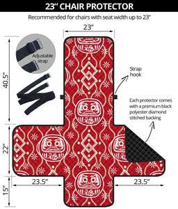 Daruma Red Pattern Chair Cover Protector