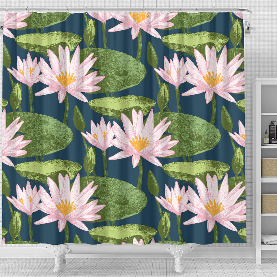 Lotus Waterlily Pattern background Shower Curtain Fulfilled In US