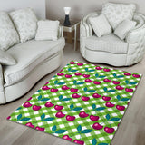 Cherry Pattern Green Background Area Rug