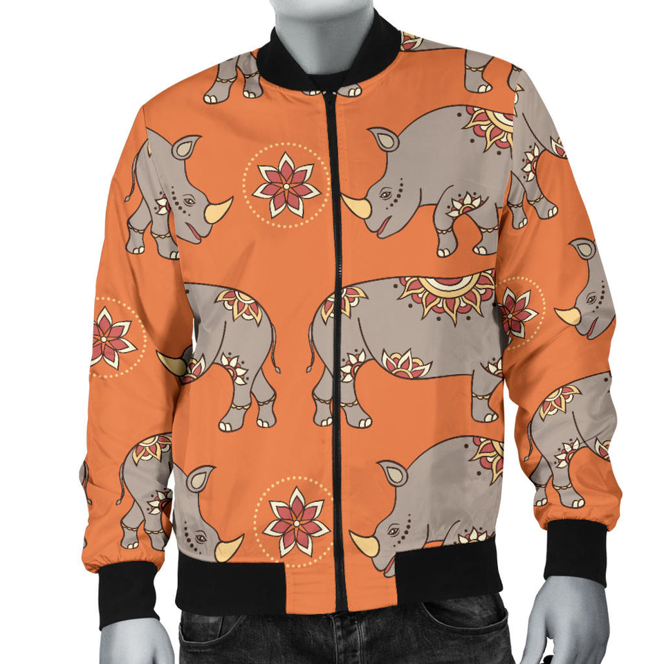 Rhino Pattern Theme Men Bomber Jacket