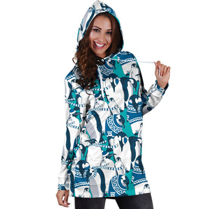 Penguin Pattern Women Hoodie Dress