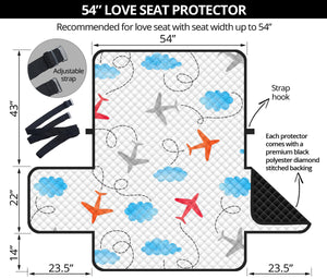 Airplane Cloud Pattern Loveseat Couch Cover Protector