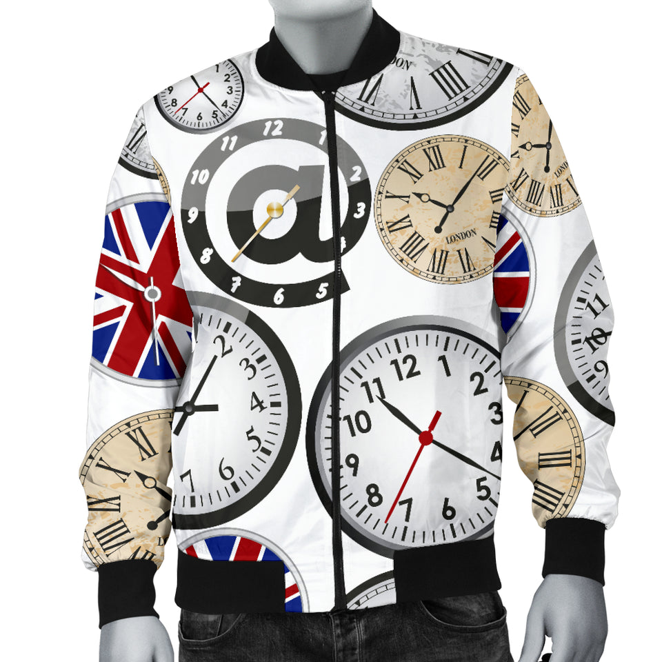 Wall Clock UK Pattern Men Bomber Jacket