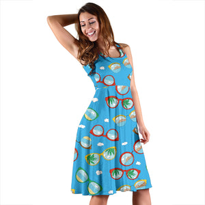 Sun Glasses Pattern Print Design 03 Sleeveless Midi Dress