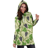 Grape Leaves Pattern Women Hoodie Dress