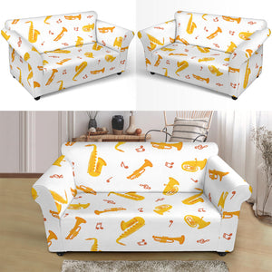 Saxophone Pattern Theme Loveseat Couch Slipcover