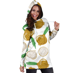 Onion Pattern Background Women Hoodie Dress