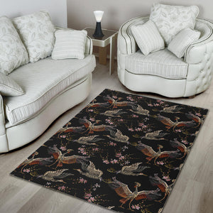 Japanese Crane Pattern Background Area Rug