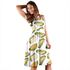 Sandwich Pattern Print Design 05 Sleeveless Midi Dress