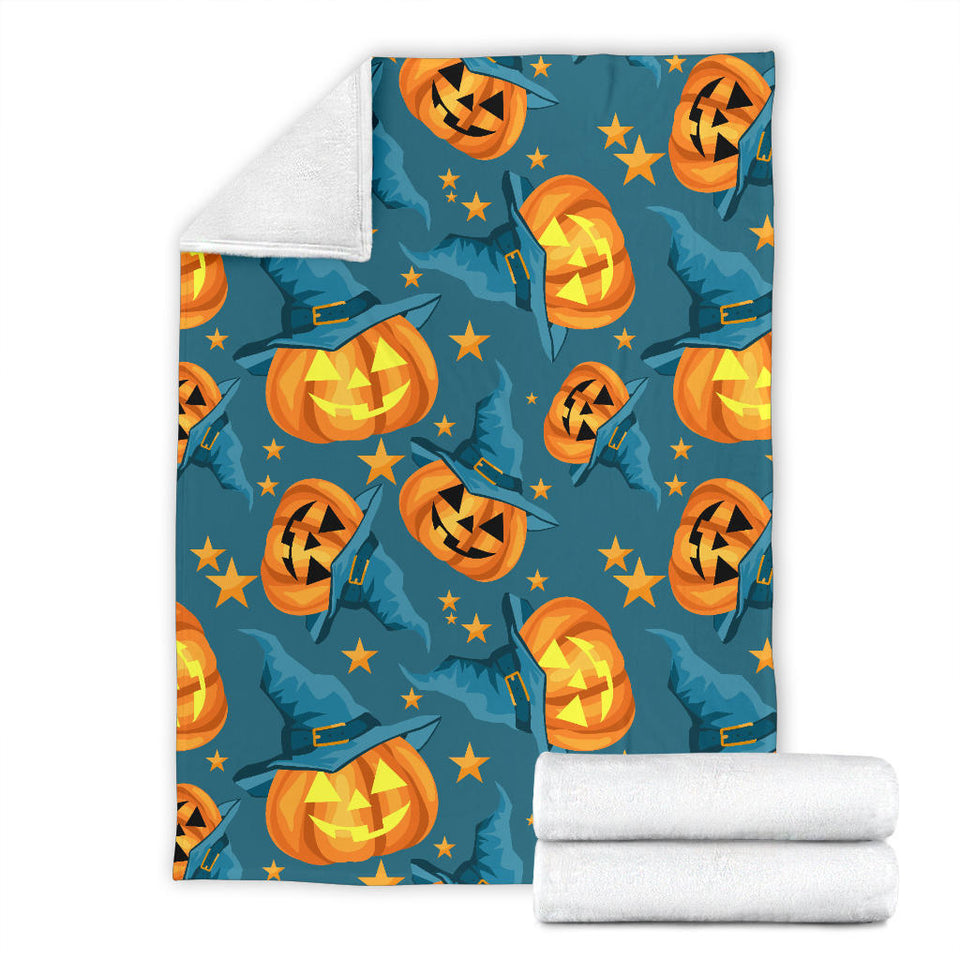 Halloween Pumpkin Witch Hat Pattern Premium Blanket