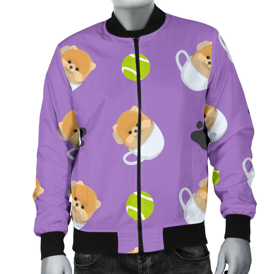 Pomeranian in Cup Pattern Men Bomber Jacket