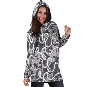 Snake Gray Pattern Women Hoodie Dress