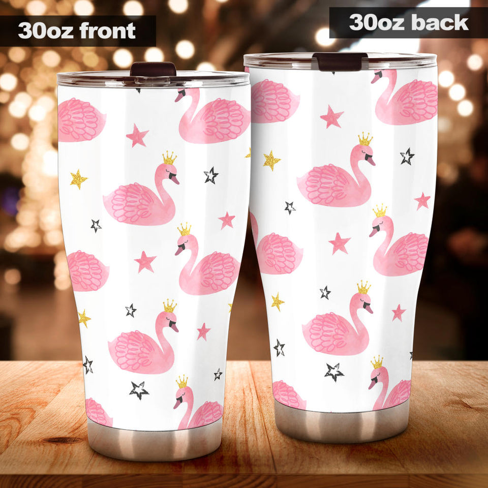 Pink Swan Pattern Tumbler