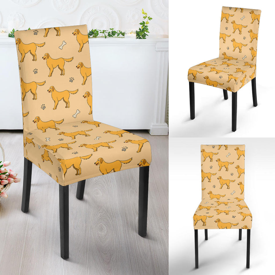 Golden Retriever Pattern Print Design 04 Dining Chair Slipcover