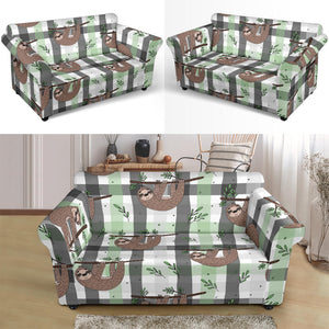 Sloth Pattern Stripe Background Loveseat Couch Slipcover