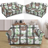 Sloth Pattern Stripe Background Loveseat Couch Slipcover