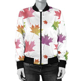 Maple Leaves Pattern Women Bomber Jacket