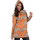 Rhino Pattern Theme Women Hoodie Dress