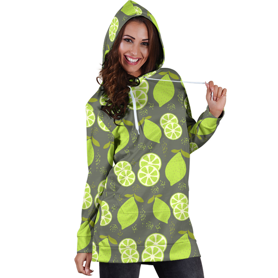 Lime Pattern Theme Women Hoodie Dress