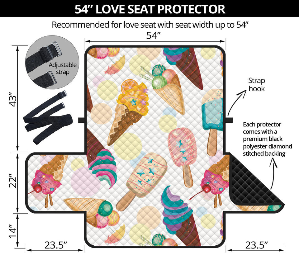 Colorful Ice Cream Pattern Loveseat Couch Cover Protector