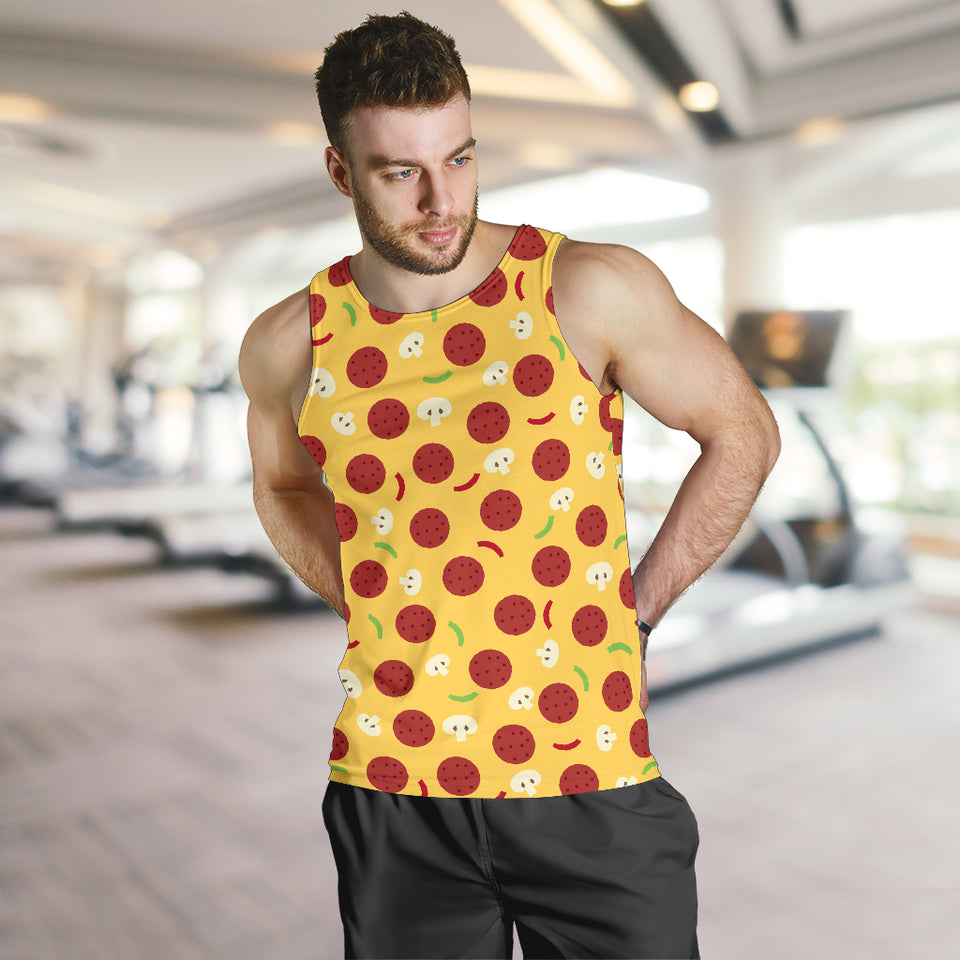 Pizza Salami Mushroom Texture Pattern Men Tank Top