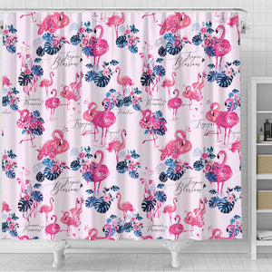 Flamingo Pink Pattern Shower Curtain Fulfilled In US
