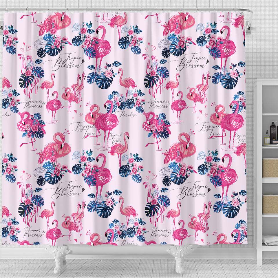 Flamingo Pink Pattern Shower Curtain Fulfilled In US