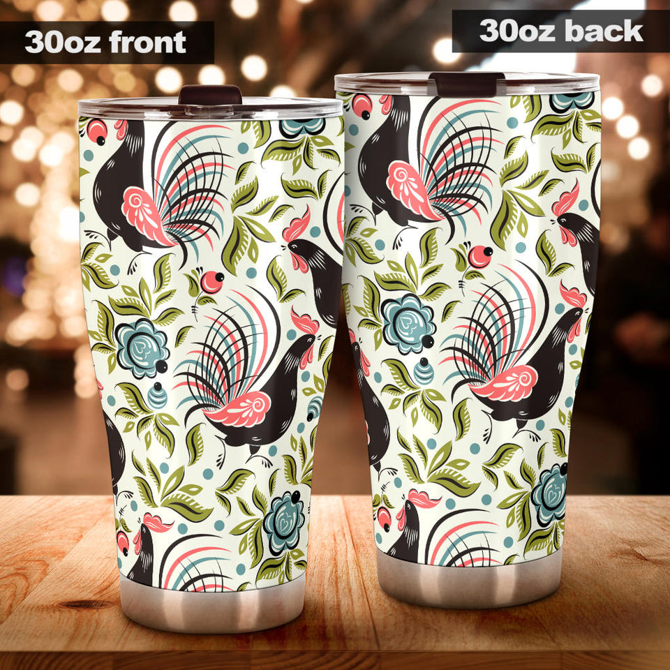 Rooster Chicken Leaves Pattern Tumbler