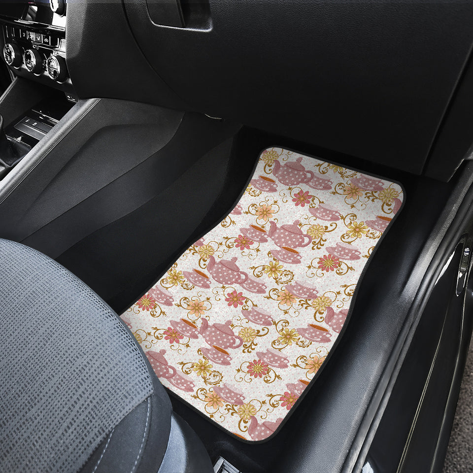Tea pots Pattern Print Design 01 Front and Back Car Mats