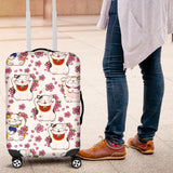 Meneki Neko Lucky Cat Sakura Flower Pattern Luggage Covers