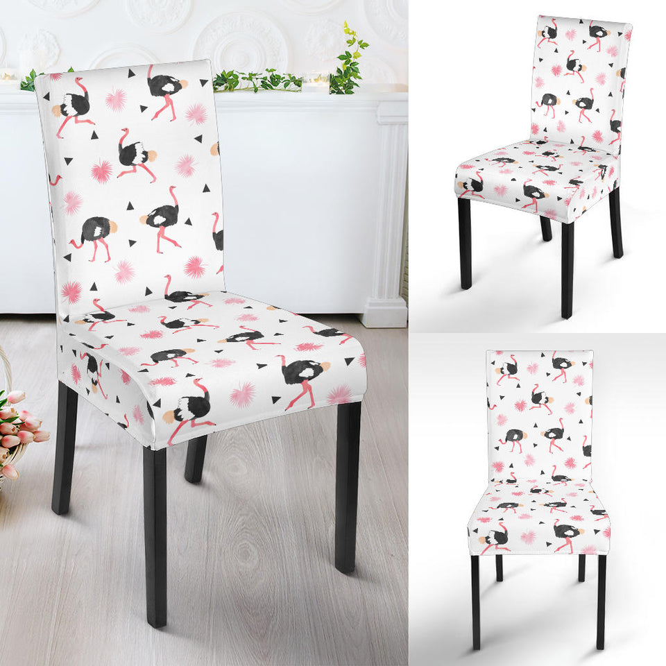 Ostrich Pattern Print Design 03 Dining Chair Slipcover