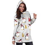 Penguin Christmas Tree Pattern Women Hoodie Dress