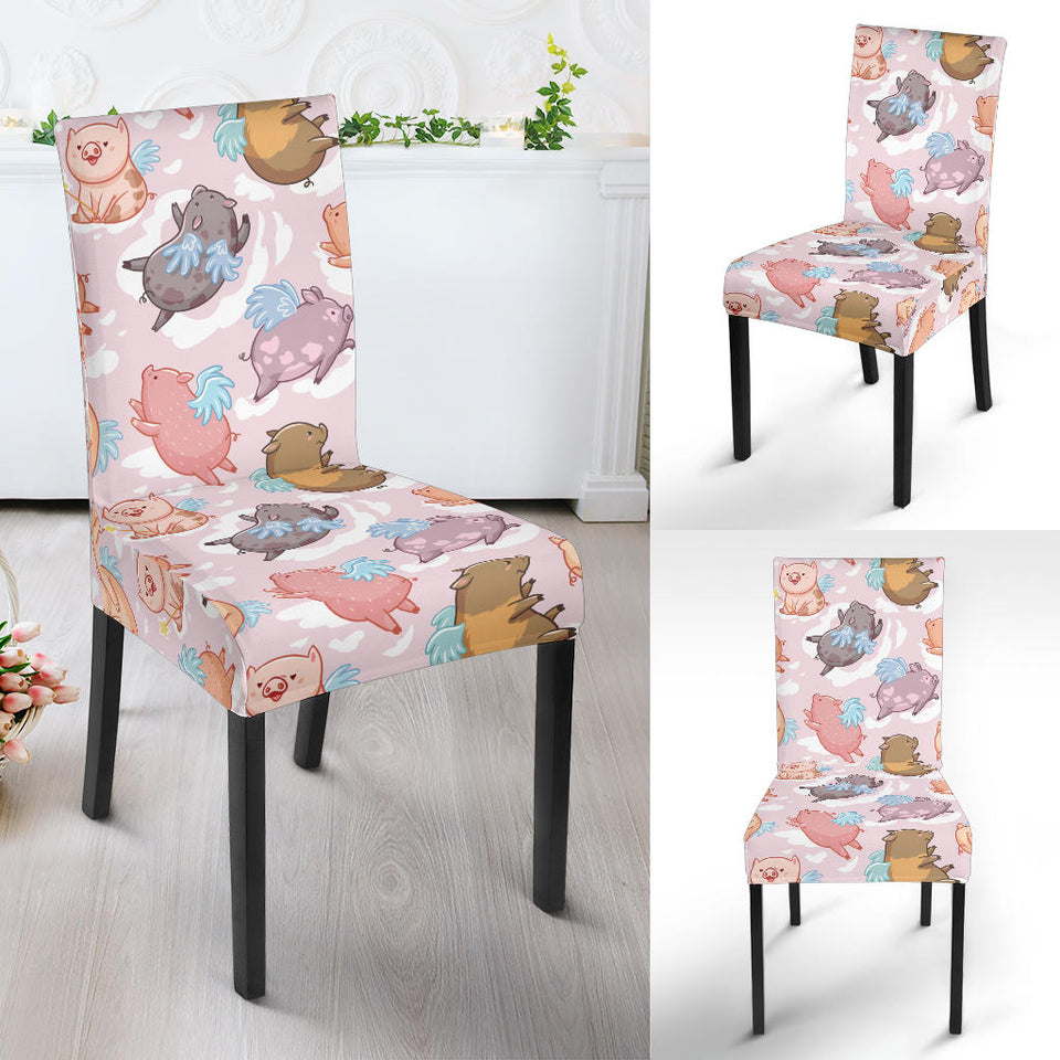 Pig Pattern Print Design 02 Dining Chair Slipcover