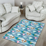 Hot Air Balloon in Night Sky Pattern Area Rug