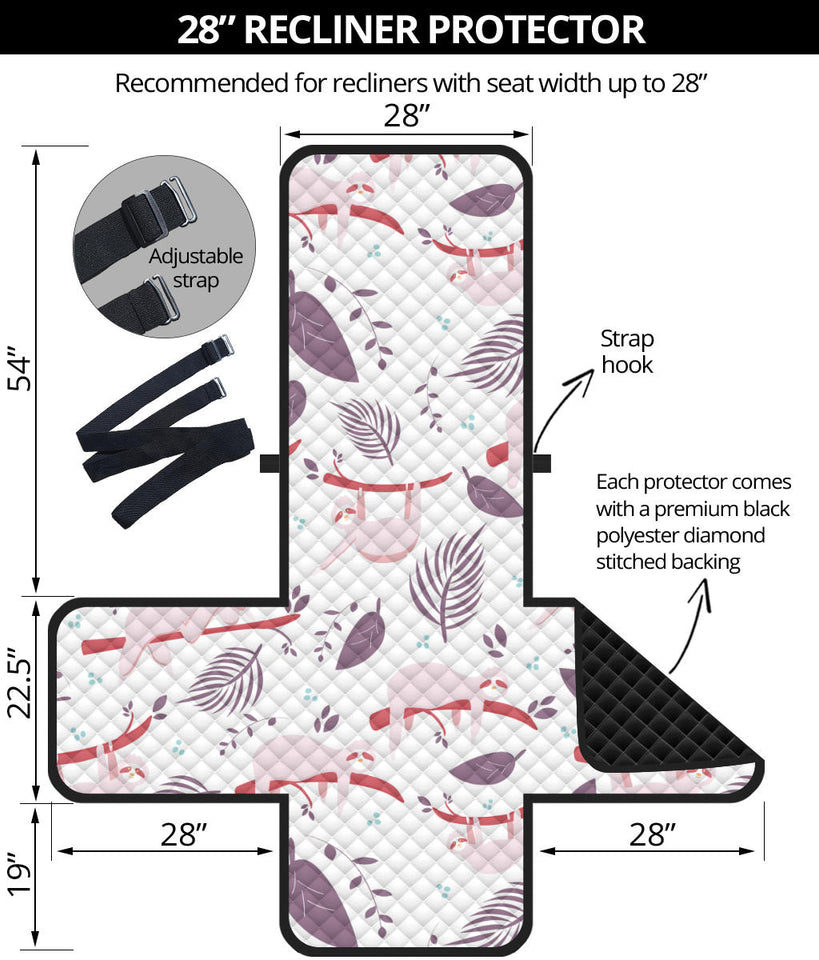 Sloth Leaves Pattern Recliner Cover Protector