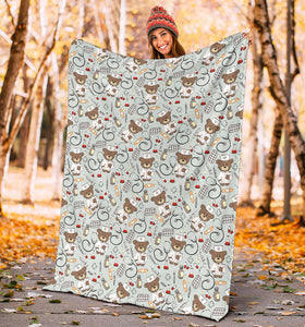 Teddy Bear Pattern Print Design 02 Premium Blanket