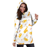 Saxophone Pattern Theme Women Hoodie Dress