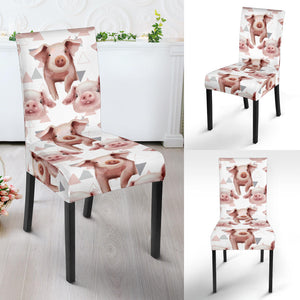 Pig Pattern Print Design 04 Dining Chair Slipcover