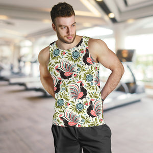 Rooster Chicken Leaves Pattern Men Tank Top