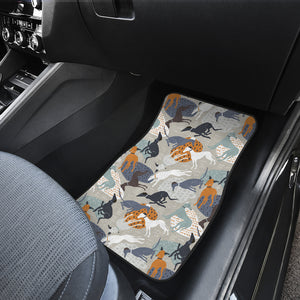 Greyhound Pattern Print Design 04 Front and Back Car Mats