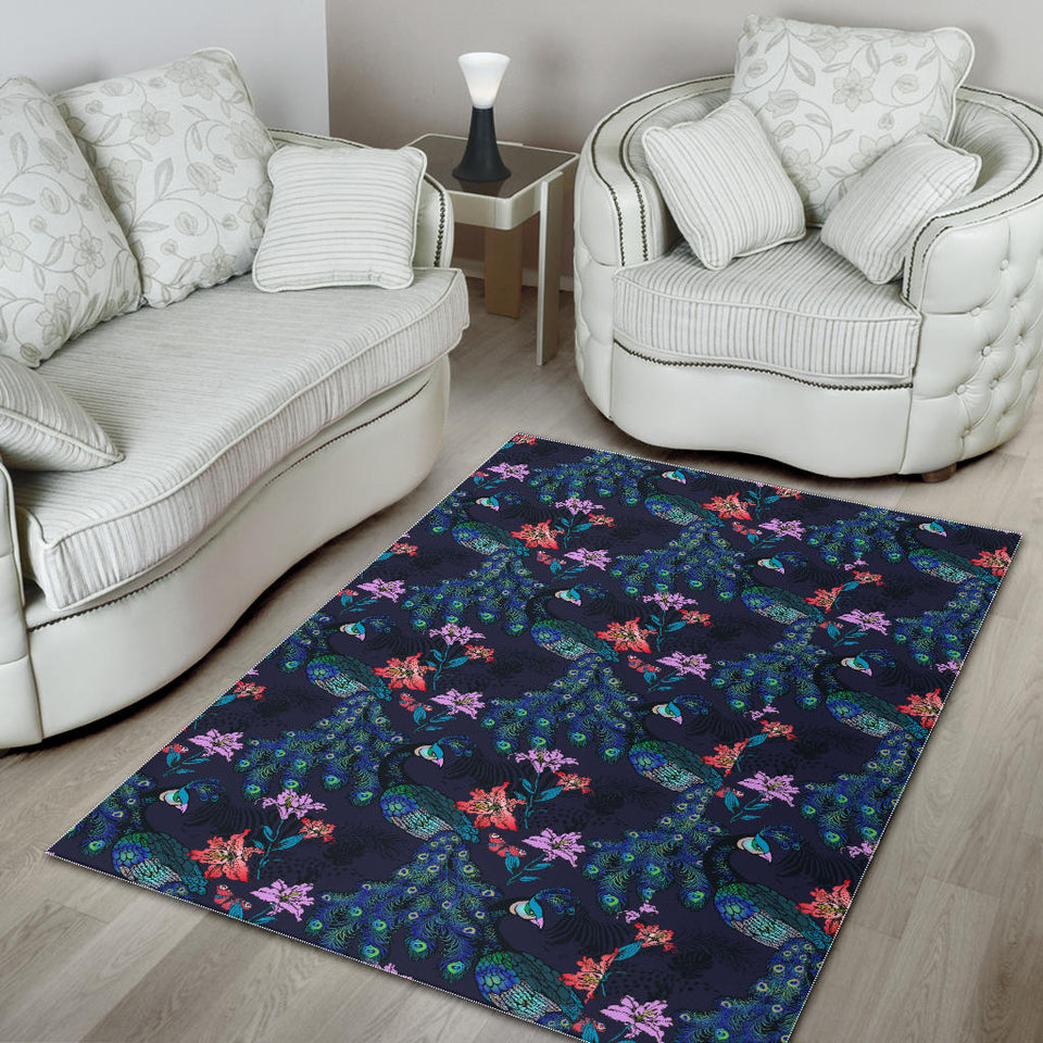 Peacock Feather Pattern Area Rug