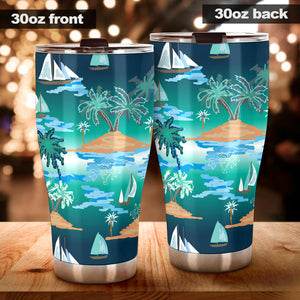 Sailboat Water Color Pattern Tumbler