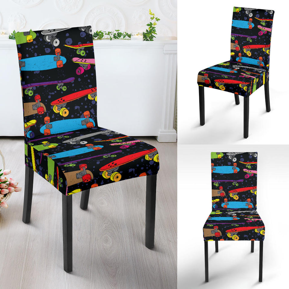 Skate Board Pattern Print Design 03 Dining Chair Slipcover