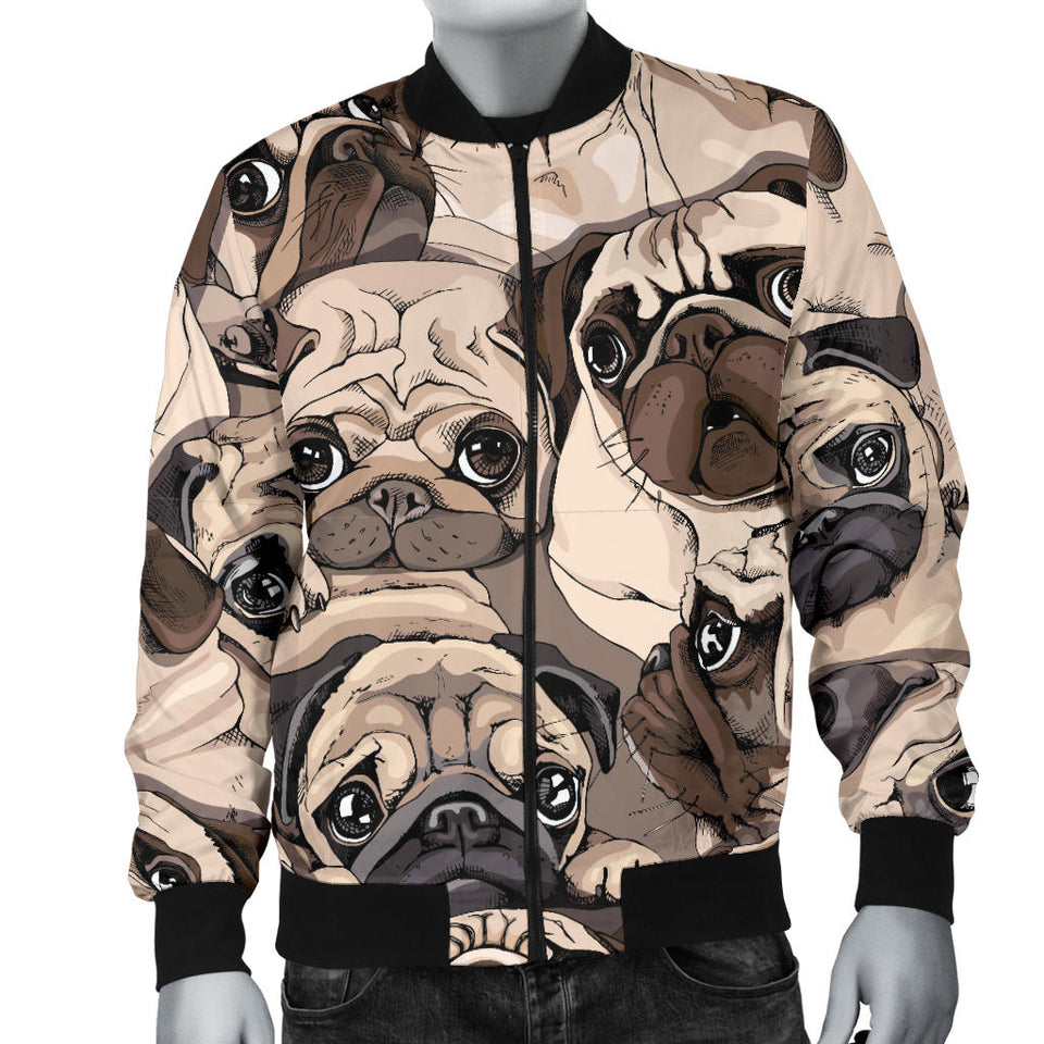 Pug Pattern Background Men Bomber Jacket