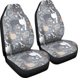 Boston Terrier Flower Pattern Gray Background Universal Fit Car Seat Covers