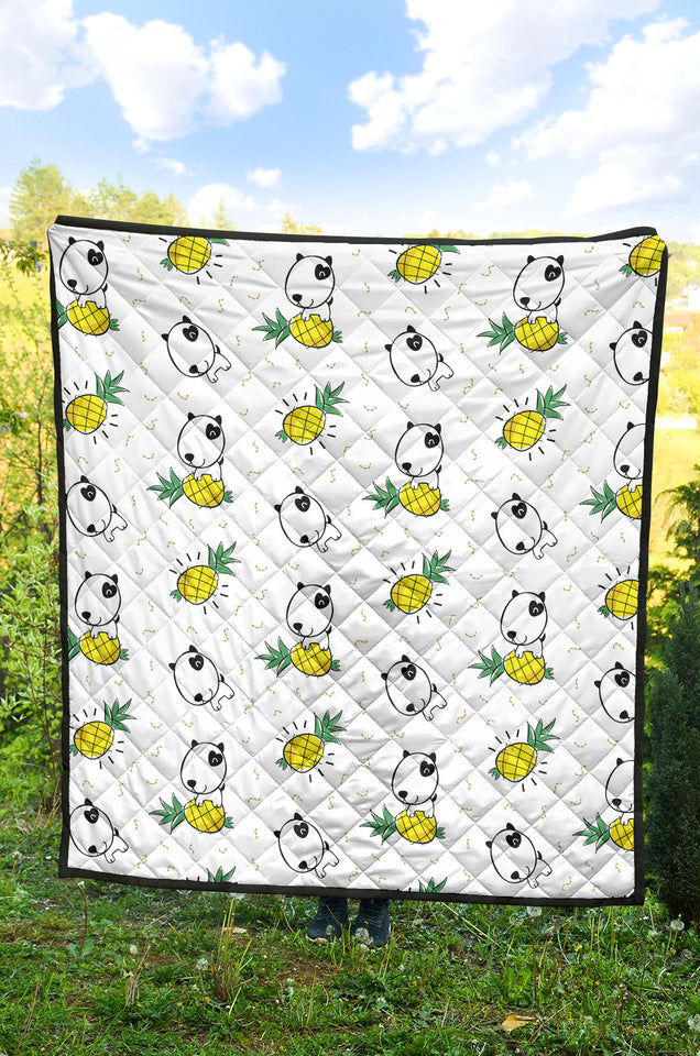 Bull Terrier Pattern Print Design 01 Premium Quilt