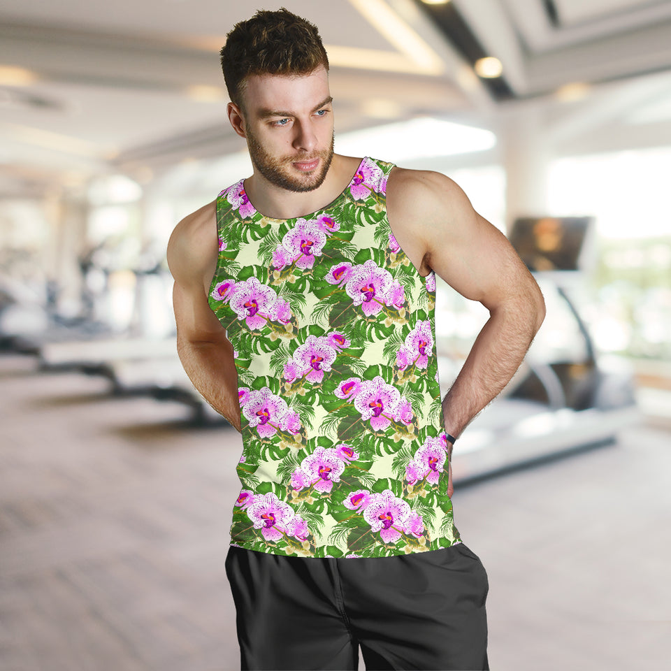 Orchid Leaves Pattern Men Tank Top